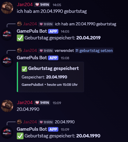 Geburtstag speichern